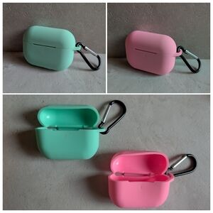 Mint and Pink AirPods Case Set with Carabiners